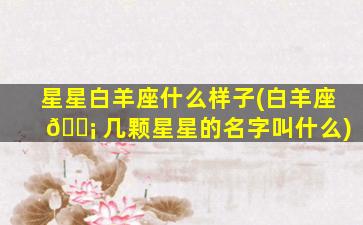 星星白羊座什么样子(白羊座 🐡 几颗星星的名字叫什么)